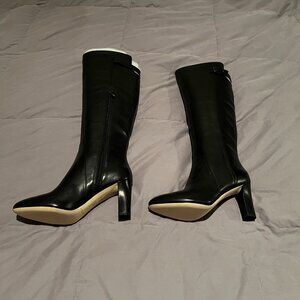 Via Spiga Black Leather Knee High Boots - Size 7.5M